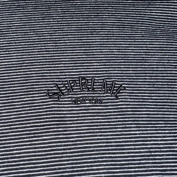 Supreme New York mini stripe L/S Tee Black Long Sleeve Logo Size Large - Picture 2 of 4